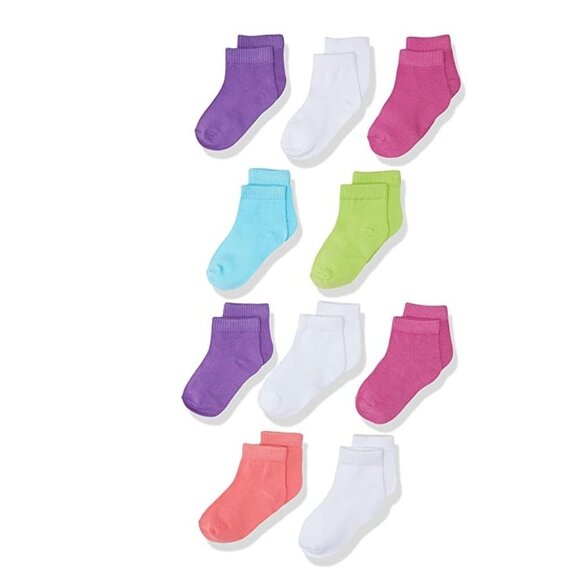 Hanes Baby Girls Toddler Low Cut Socks 2 pack of 10 - Picture 1 of 4